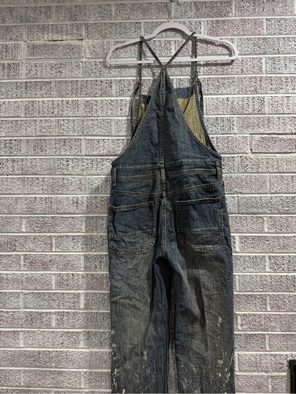 Pilcro Women's Blue Denim Paint-Splatter Overalls - Picture 3 of 7